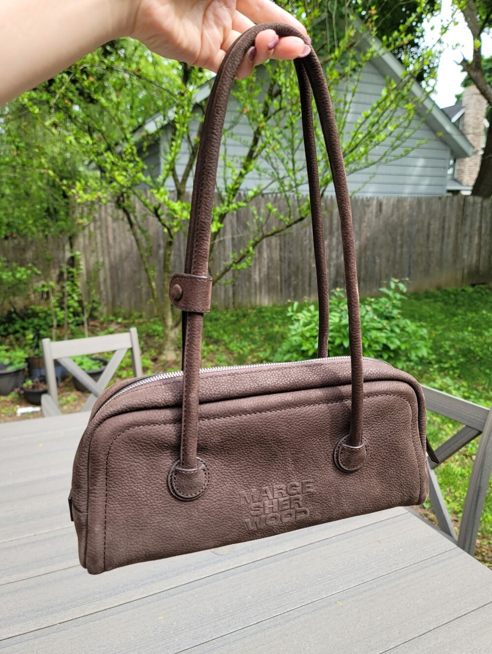 MARGESHERWOOD Brown Nubuck Soft Boston EW Bag Pre-owned